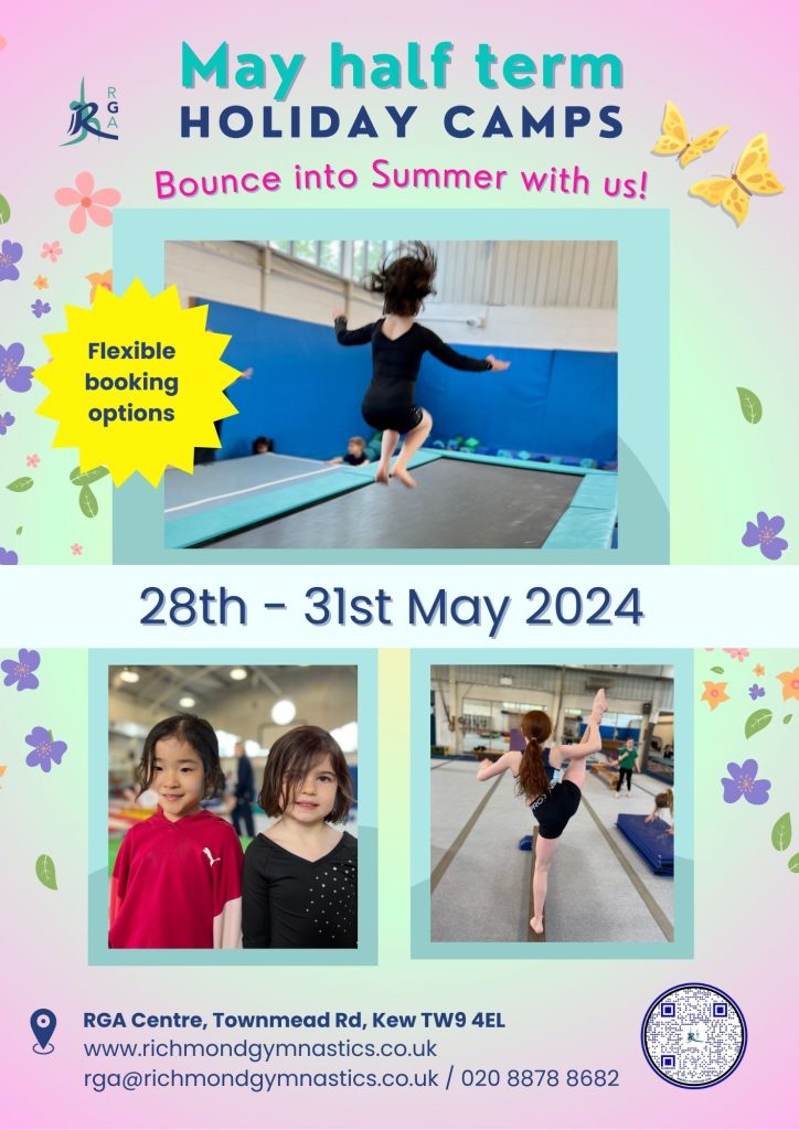 Poster advertising gymnastics holiday camps